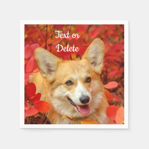 Pembroke Welsh Corgi Puppy Dog in Red Leaves Servet