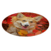Pembroke Welsh Corgi Puppy Dog in Red Leaves Snijplank (Hoek)