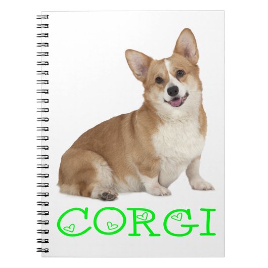 Pembroke Welsh Corgi Puppy Dog Lime Green Love Notitieboek (Voorkant)