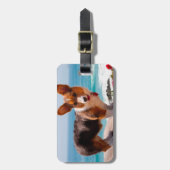 Pembroke Welsh Corgi puppy staand op tafel Bagagelabel (Voorkant verticaal)