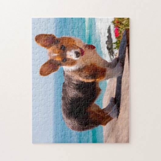 Pembroke Welsh Corgi puppy standing on table Legpuzzel (Verticaal)