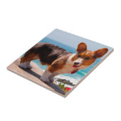 Pembroke Welsh Corgi puppy standing on table Tegeltje (Zijkant)