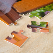 Pembroke Welsh Corgi puppy zit in de parkbank Legpuzzel (Zijkant)