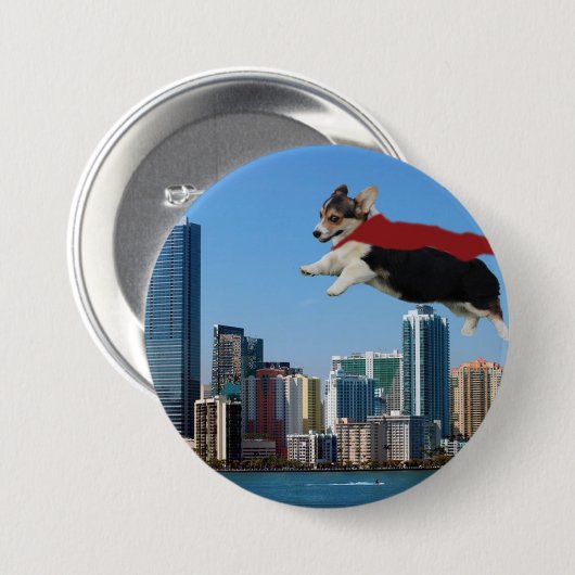 pembroke welsh corgi ronde button 7,6 cm (Voorkant /achterkant)