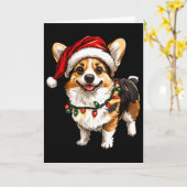 Pembroke Welsh Corgi Santa Christmas Tree Lights X Kaart (Gele Bloem)