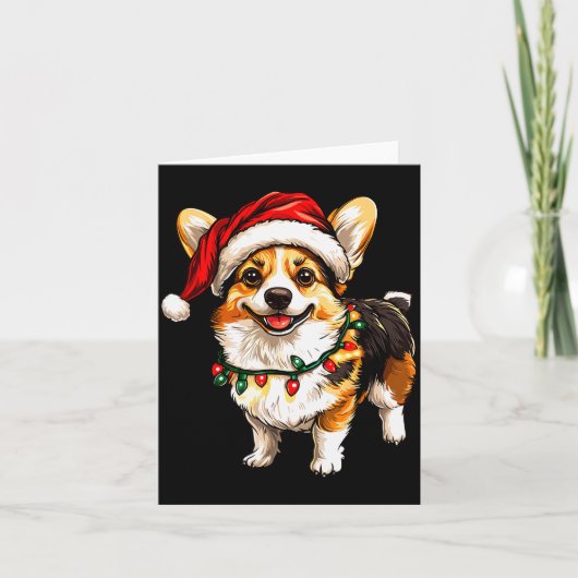 Pembroke Welsh Corgi Santa Christmas Tree Lights X Kaart (Voorkant)