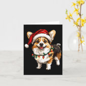 Pembroke Welsh Corgi Santa Christmas Tree Lights X Kaart (Gele Bloem)