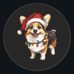 Pembroke Welsh Corgi Santa Christmas Tree Lights X Ronde Sticker<br><div class="desc">Pembroke Welsh Corgi Santa Christmas Tree Lights Kerstmis</div>
