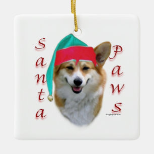 Pembroke Welsh Corgi Santa Paws Keramisch Ornament