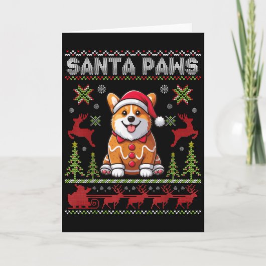 Pembroke Welsh Corgi Santa Paws Merry Christmas Ug Kaart (Voorkant)