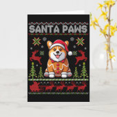 Pembroke Welsh Corgi Santa Paws Merry Christmas Ug Kaart (Gele Bloem)