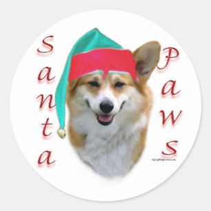 Pembroke Welsh Corgi Santa Paws Ronde Sticker