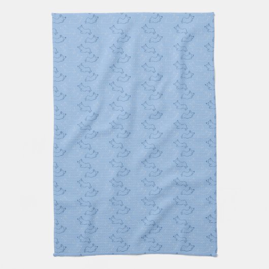 Pembroke Welsh Corgi Schattige Pattern Blue Theedoek (Verticaal)