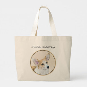 Pembroke Welsh Corgi Schilderij Rood Originele Hon Grote Tote Bag