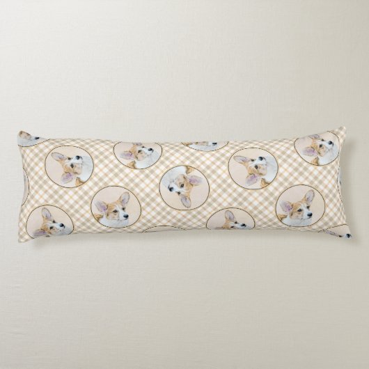 Pembroke Welsh Corgi Schilderij Rood Originele Hon Lichaamskussen (Achterkant)