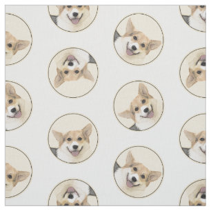 Pembroke Welsh Corgi Schilderij Tri-Color Dog Art Stof