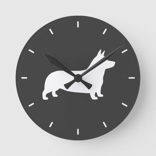 Pembroke Welsh Corgi Silhouet Ronde Klok (Voorkant)