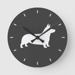 Pembroke Welsh Corgi Silhouet Ronde Klok