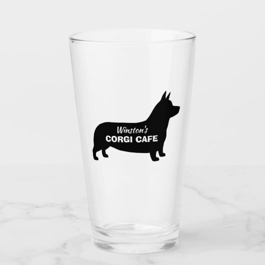 Pembroke Welsh Corgi Silhouette Custom Hondenliefh Glas (Voorkant)