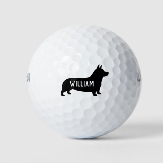 Pembroke Welsh Corgi Silhouette Golfballen (Voorkant)