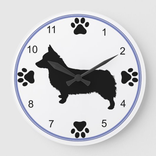 Pembroke Welsh Corgi Silhouette Grote Klok (Voorkant)