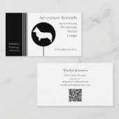 Pembroke Welsh Corgi Silhouette Modern Black White Visitekaartje (Voorkant / Achterkant)
