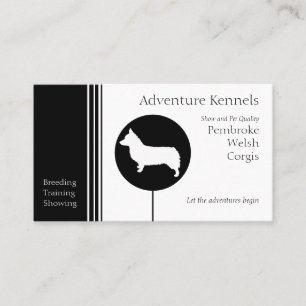 Pembroke Welsh Corgi Silhouette Modern Black White Visitekaartje