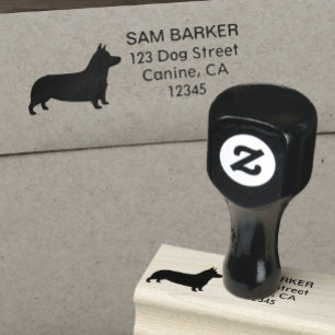Pembroke Welsh Corgi Silhouette Return Address Rubberstempel