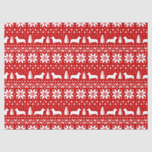 Pembroke Welsh Corgi Silhouettes Kerstpatroon Tissuepapier