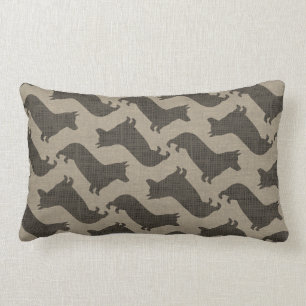 Pembroke Welsh Corgi Silhouettes Pattern Burlap Kussen