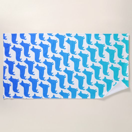 Pembroke Welsh Corgi Silhouettes Pattern Strandlaken (Voorkant)