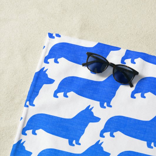 Pembroke Welsh Corgi Silhouettes Pattern Strandlaken (In situ)