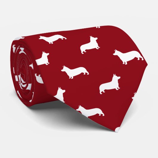 Pembroke Welsh Corgi Silhouettes Pattern Stropdas (Opgerold)