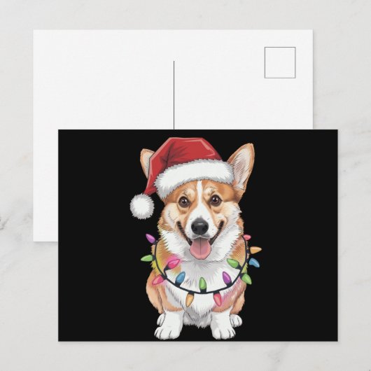 Pembroke Welsh Corgi Sinterklaas Kerstboom Lichtje Feestdagenkaart (Voorkant / Achterkant)