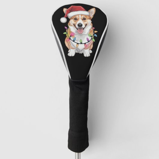 Pembroke Welsh Corgi Sinterklaas Kerstboom Lichtje Golfheadcover (Voorkant)