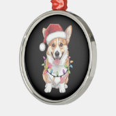 Pembroke Welsh Corgi Sinterklaas Kerstboom Lichtje Metalen Ornament (Links)