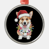 Pembroke Welsh Corgi Sinterklaas Kerstboom Lichtje Metalen Ornament (Voorkant)
