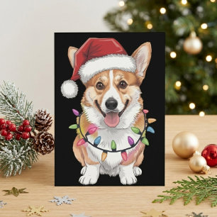 Pembroke Welsh Corgi Sinterklaas Muts Kerstverlich Feestdagenkaart