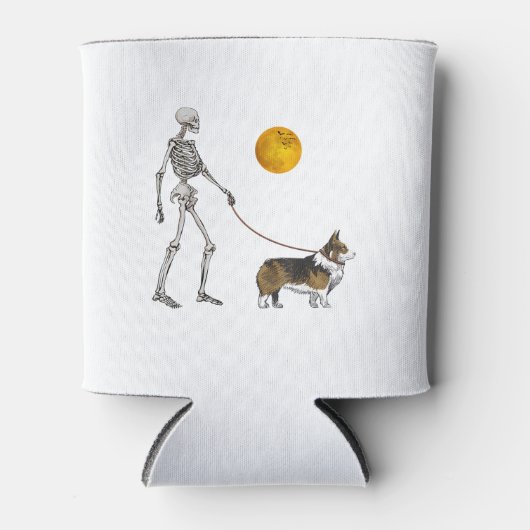 Pembroke Welsh Corgi Skelet Hond Walking Halloween Blikjeskoeler (Voorkant)