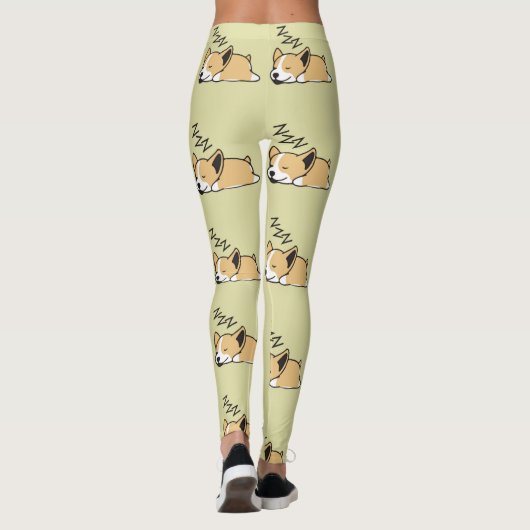 Pembroke Welsh Corgi Sleeping Hondenliefhebber ZZZ Leggings (Achterkant)