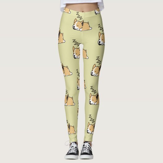 Pembroke Welsh Corgi Sleeping Hondenliefhebber ZZZ Leggings (Voorkant)