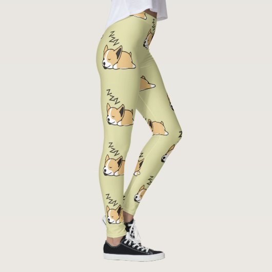 Pembroke Welsh Corgi Sleeping Hondenliefhebber ZZZ Leggings (Rechts)