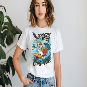 pembroke welsh corgi surfer pakt epische golf aan t-shirt