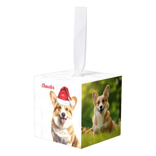 Pembroke Welsh Corgi Twee foto kerstvakantie Decoratie (Voorkant hoekig)