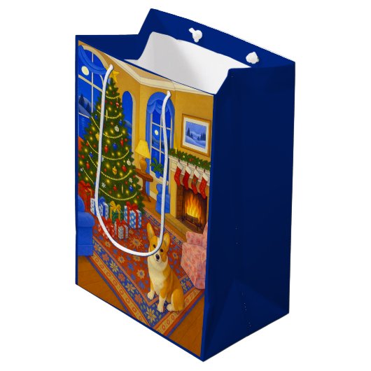Pembroke Welsh Corgi Vakantie Medium Cadeauzakje (Voorkant Gekanteld)