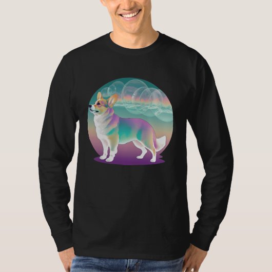 Pembroke Welsh Corgi Vaporwave Retrowave Aesthetic T-shirt (Voorkant)
