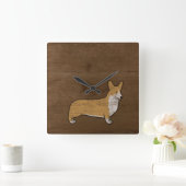 Pembroke Welsh Corgi Vierkante Klok (Huis)