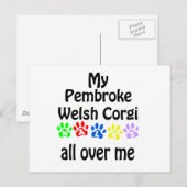 Pembroke Welsh Corgi Walks Design Briefkaart (Voorkant / Achterkant)
