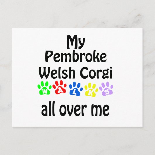 Pembroke Welsh Corgi Walks Design Briefkaart (Voorkant)