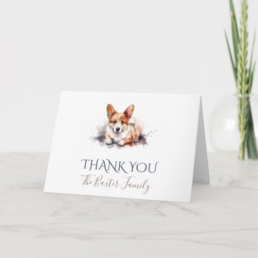Pembroke Welsh Corgi Waterverf bedankje Bedankkaart (Voorkant)